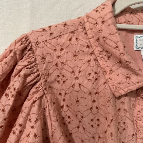 Vintage-Inspired Crown & Ivy Eyelet Dress Puff Sleeves Embroidered Tie Waist XL - Picture 2 of 16